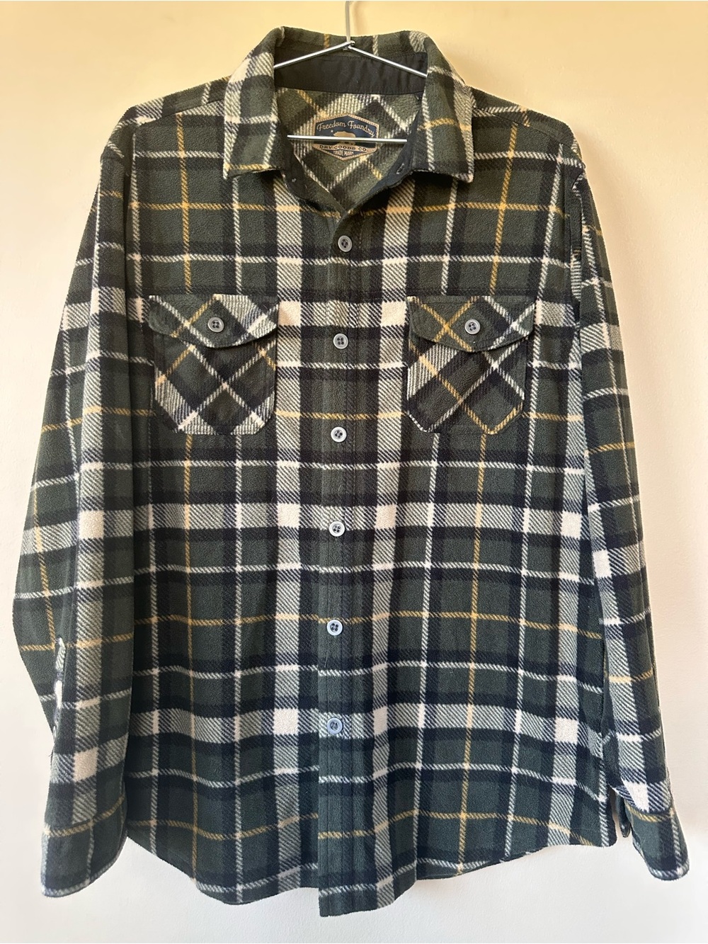 Freedom Foundry Green Plaid Button-Down Shirt with Chest Pockets